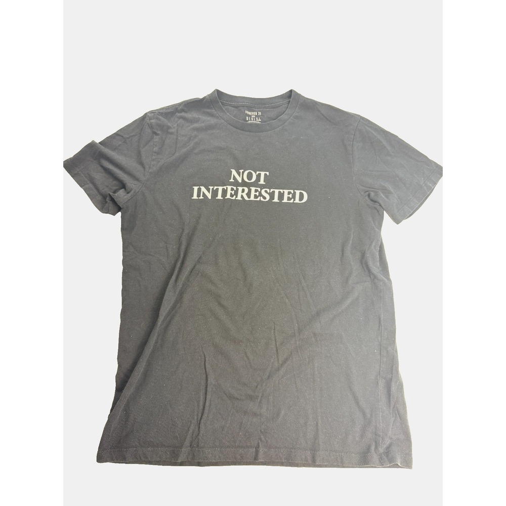 Forever 21 Men Not Interested Graphic Tee Faded Black Small Streetwear